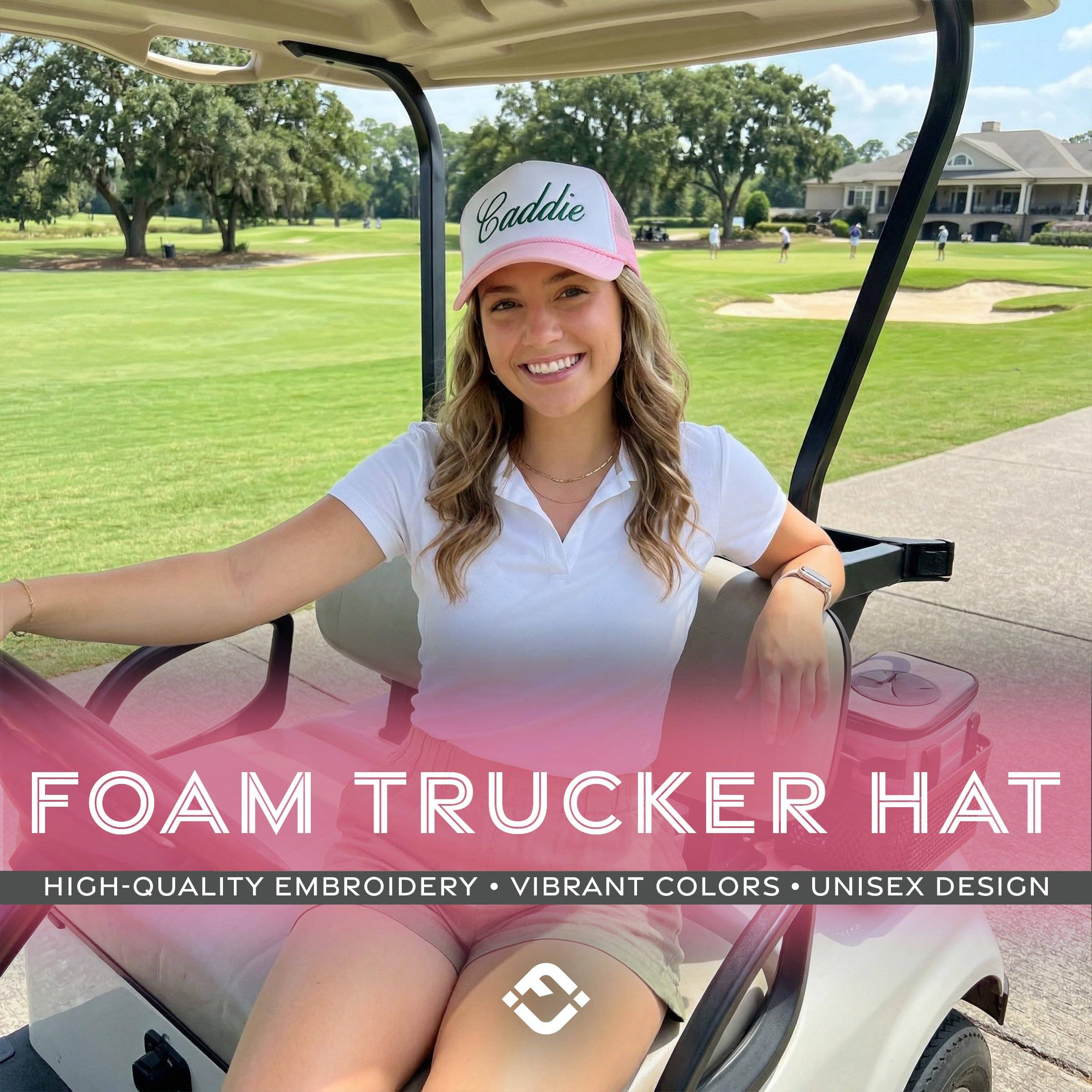 Foam Snapback Trucker Hat - Caddie - White/Light Pink