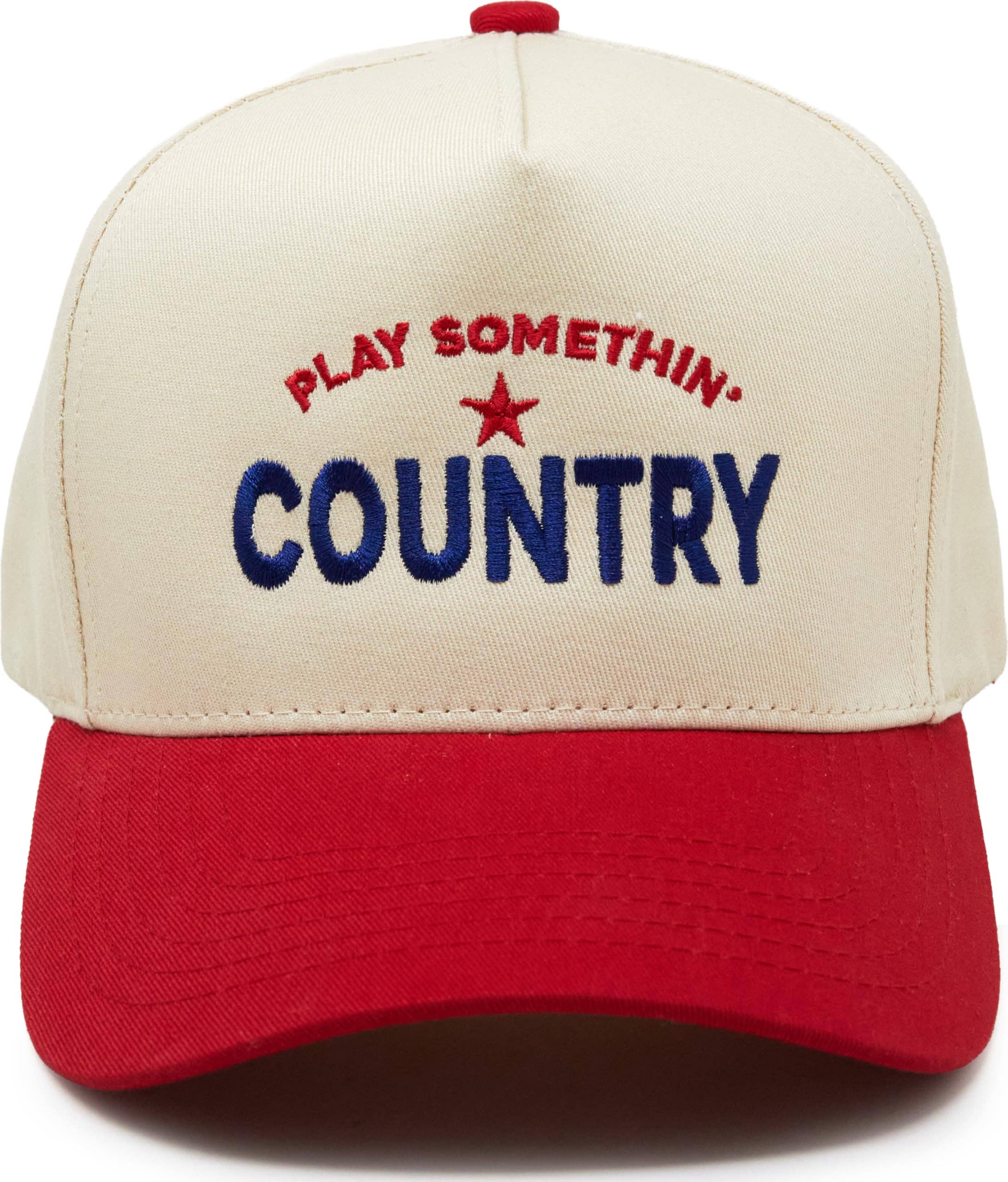 2Tone Vintage Snapback Hat - Play Somethin' Country - Red/Bg
