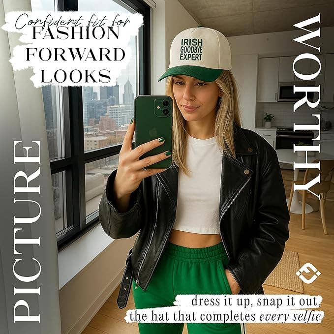 Two Tone Cap - Irish Goodbye Expert - Green/Beige