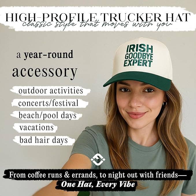 Two Tone Cap - Irish Goodbye Expert - Green/Beige