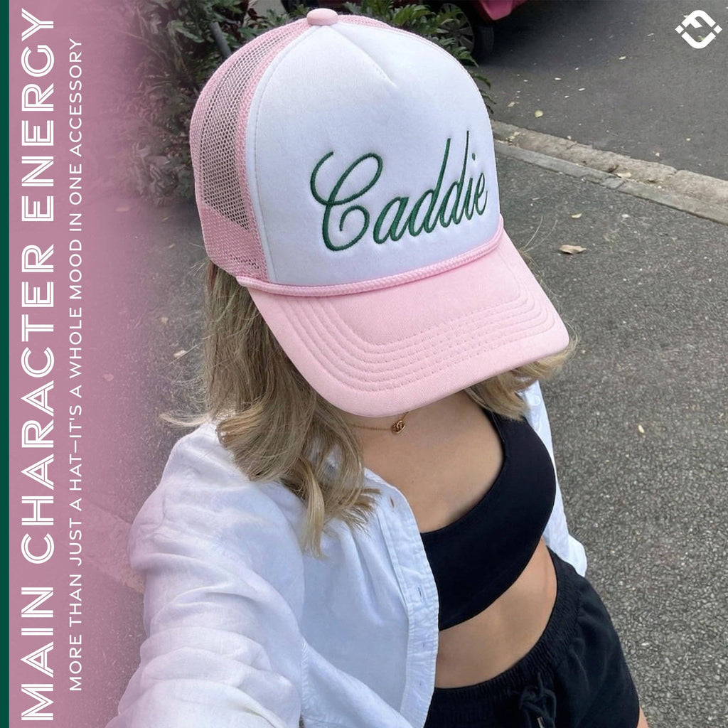 Foam Snapback Trucker Hat - Caddie - White/Light Pink