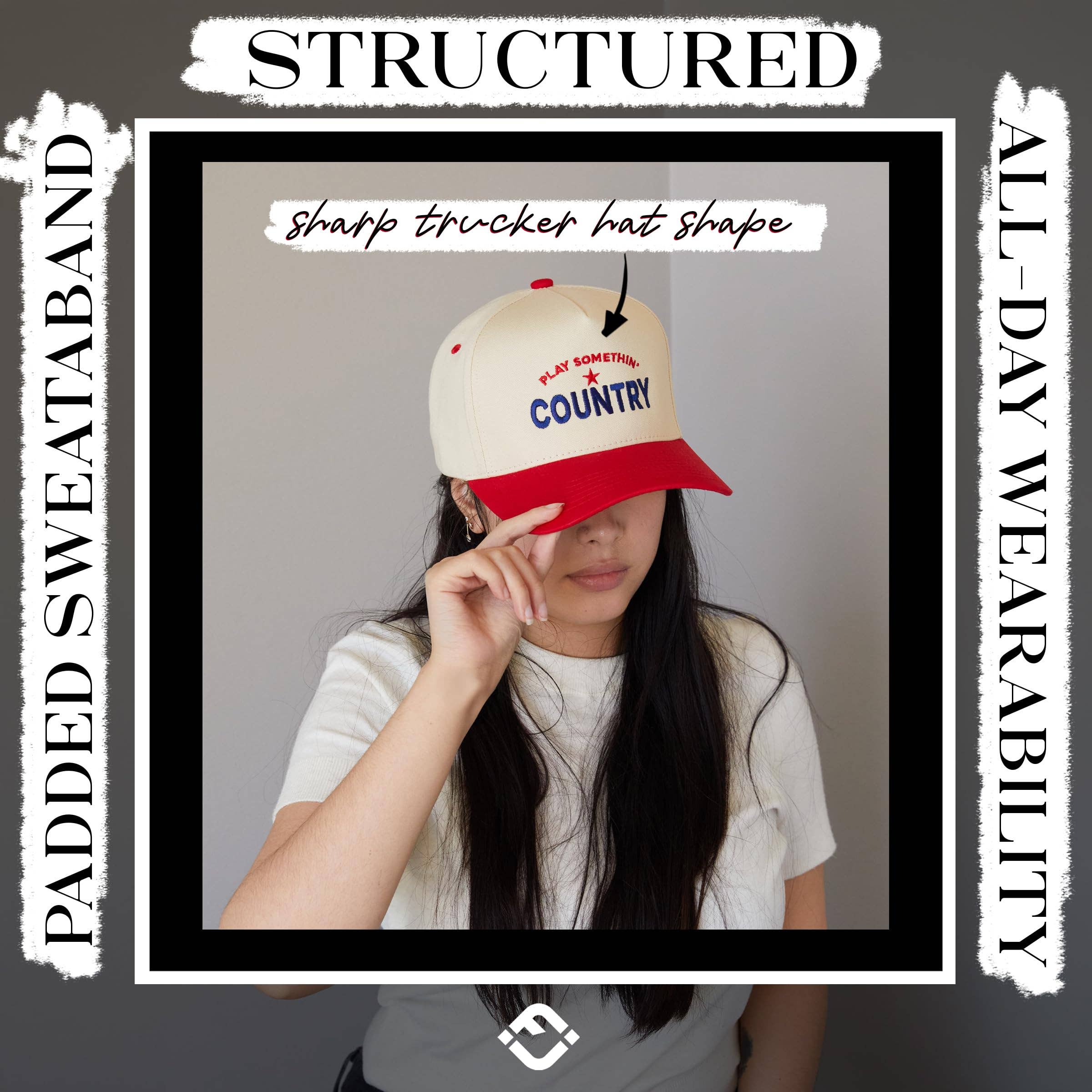 2Tone Vintage Snapback Hat - Play Somethin' Country - Red/Bg
