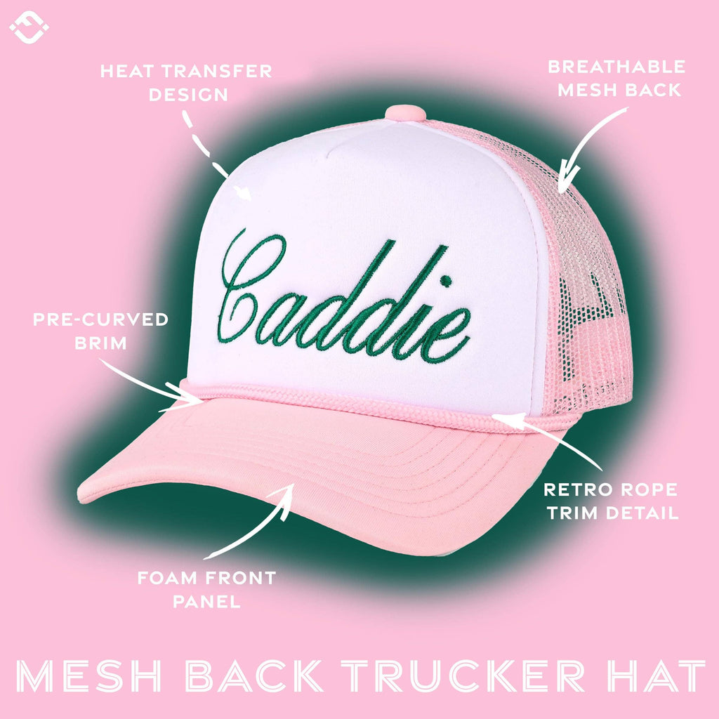 Foam Snapback Trucker Hat - Caddie - White/Light Pink