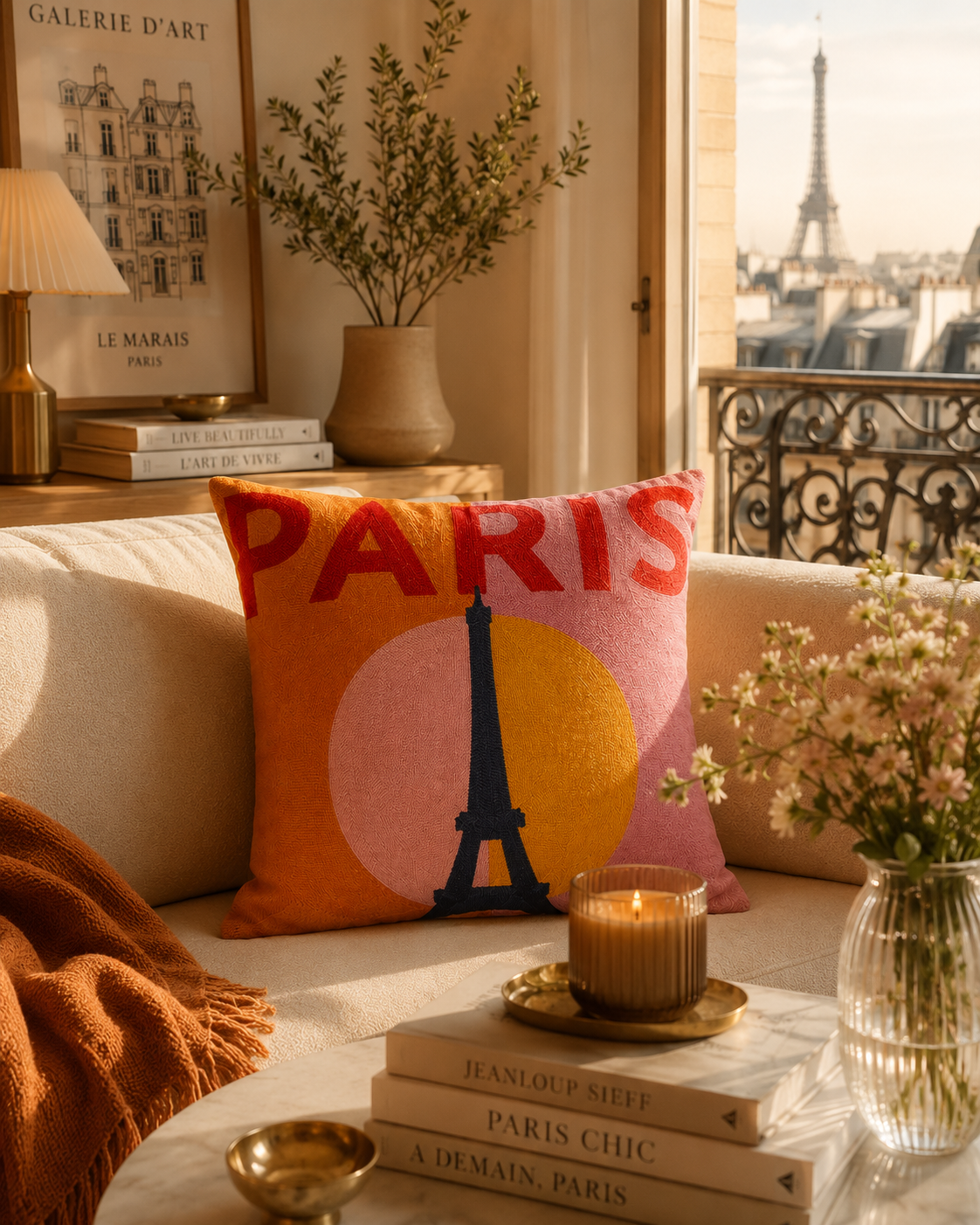 Paris - Needlepoint Travel Inspired Pillow