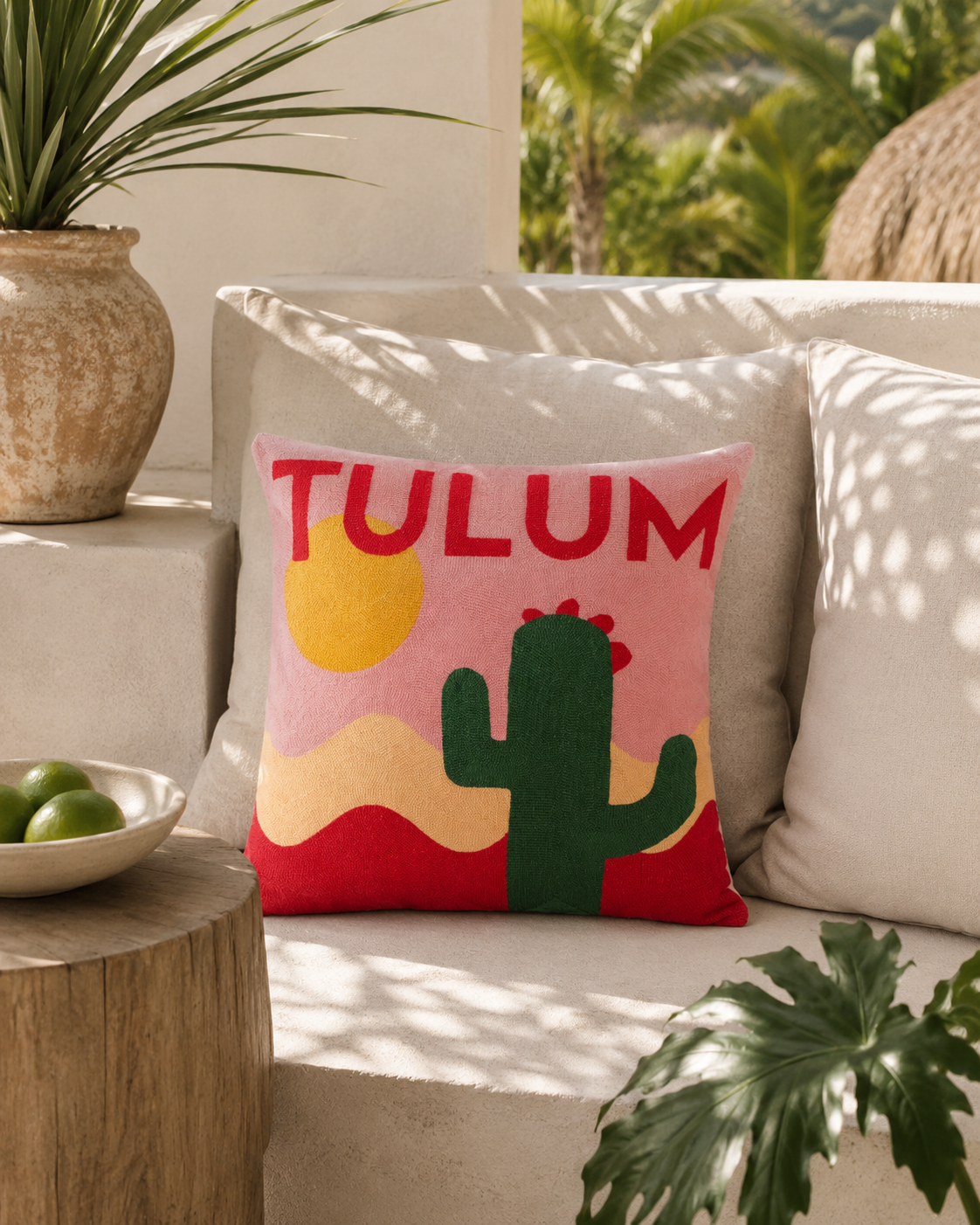 Tulum - Needlepoint Travel Inspired Pillow