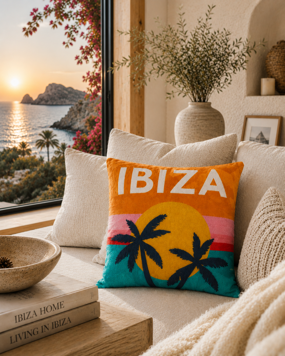 Ibiza - Needlepoint Travel Inspired Pillow