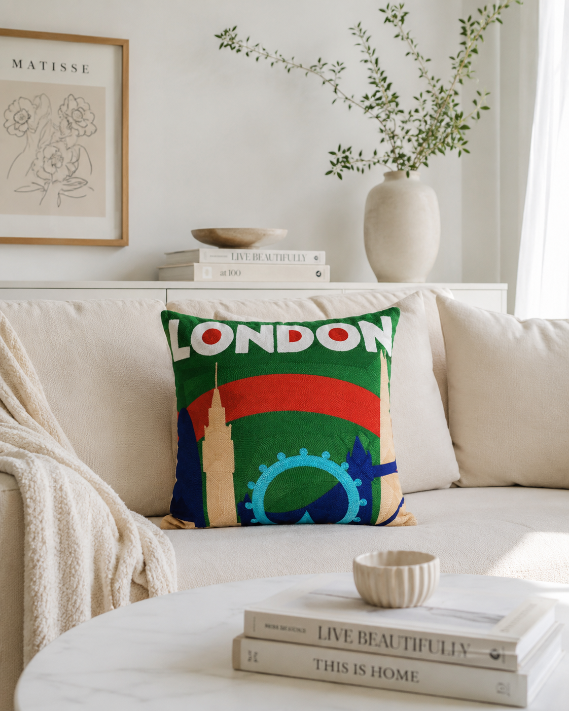 London - Needlepoint Travel Inspired Pillow