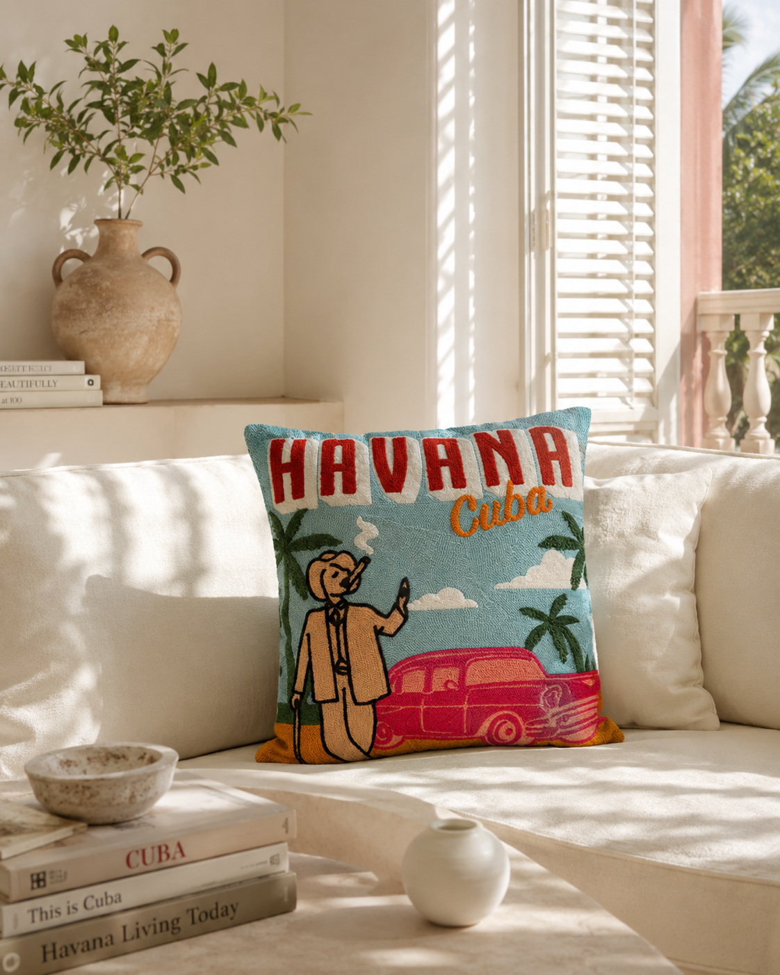 Havana - Needlepoint Travel Inspired Pillow