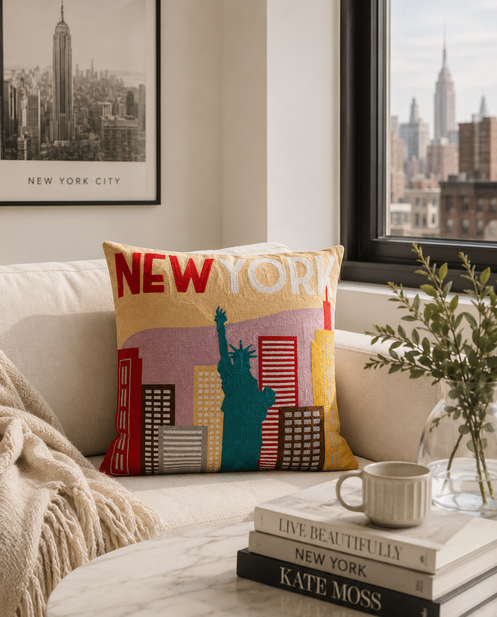 New York - Needlepoint Travel Inspired Pillow