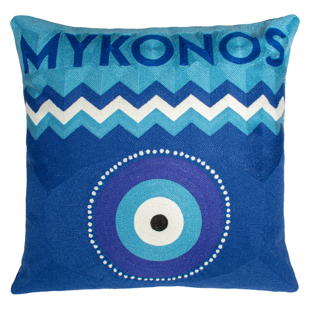 Mykonos - Needlepoint Travel Inspired Pillow