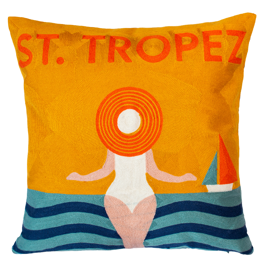 St. Tropez - Needlepoint Travel Inspired Pillow