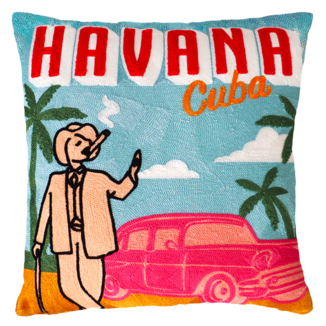 Havana - Needlepoint Travel Inspired Pillow