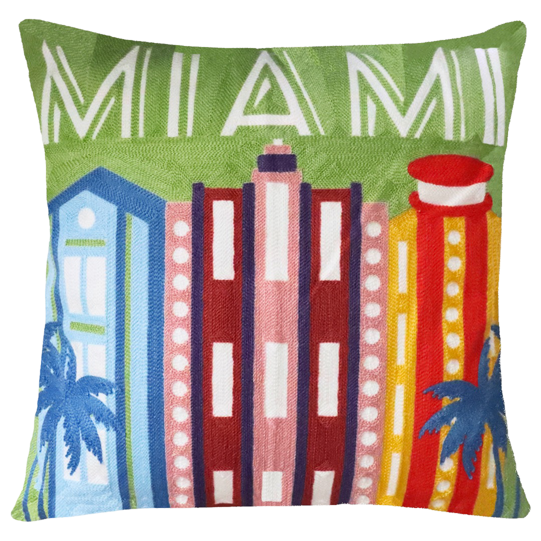 Miami - Needlepoint Travel Inspired Pillow