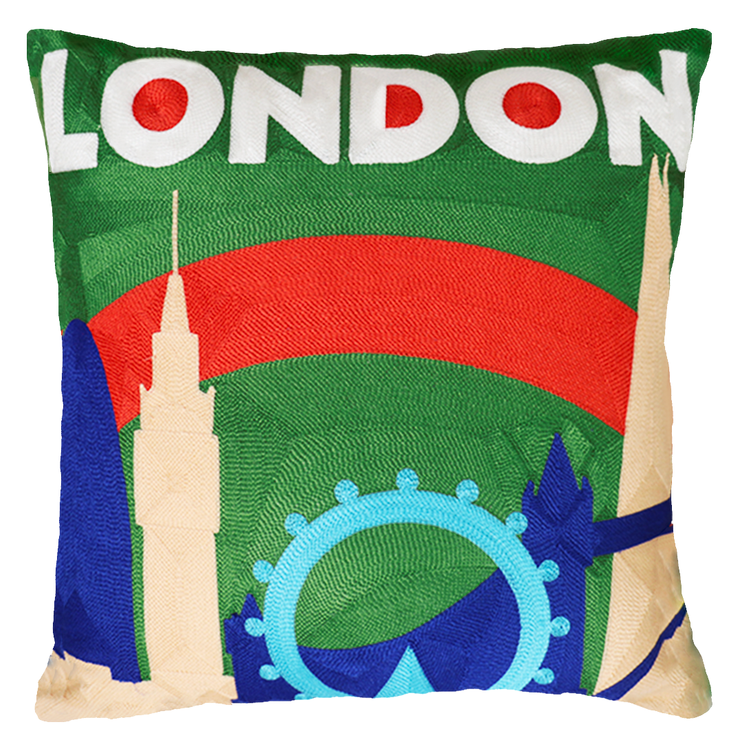 London - Needlepoint Travel Inspired Pillow