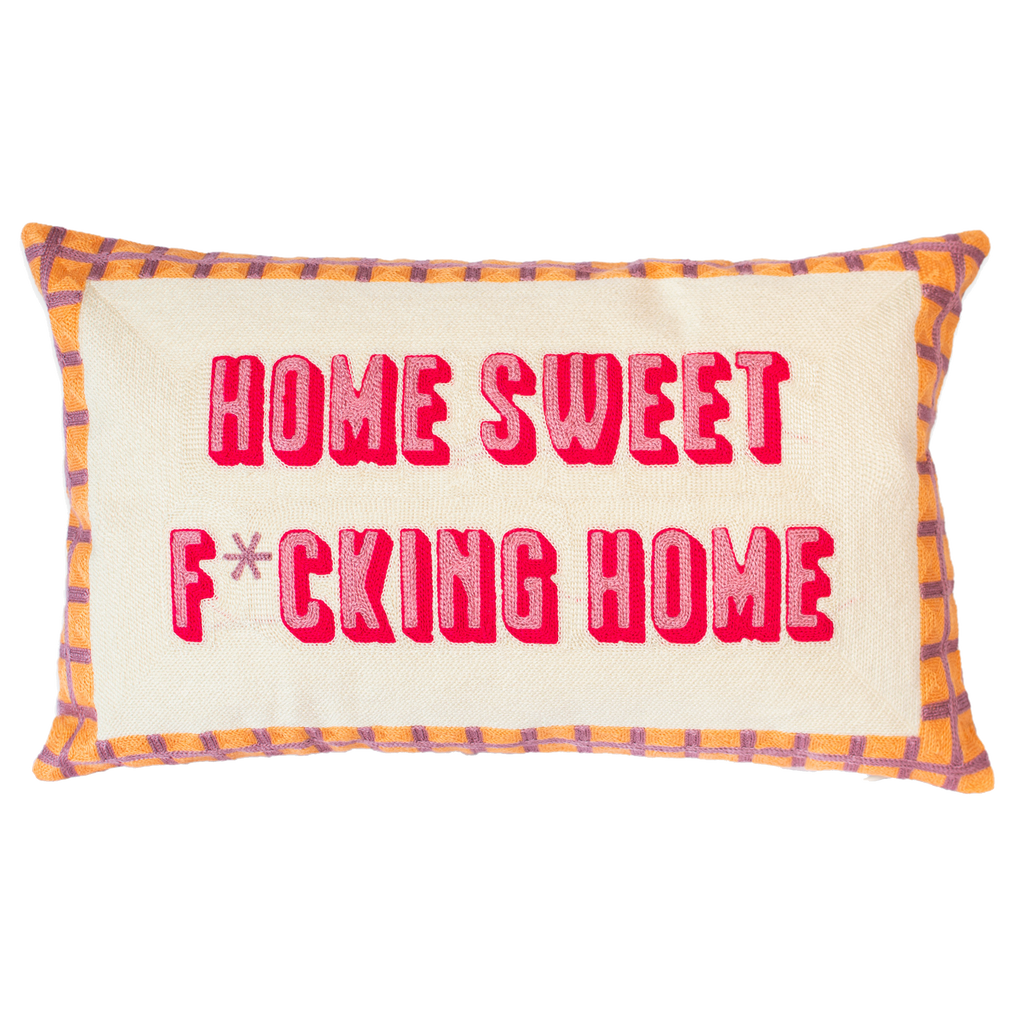 Funny Needlepoint Pillow – Home Sweet F*cking Home