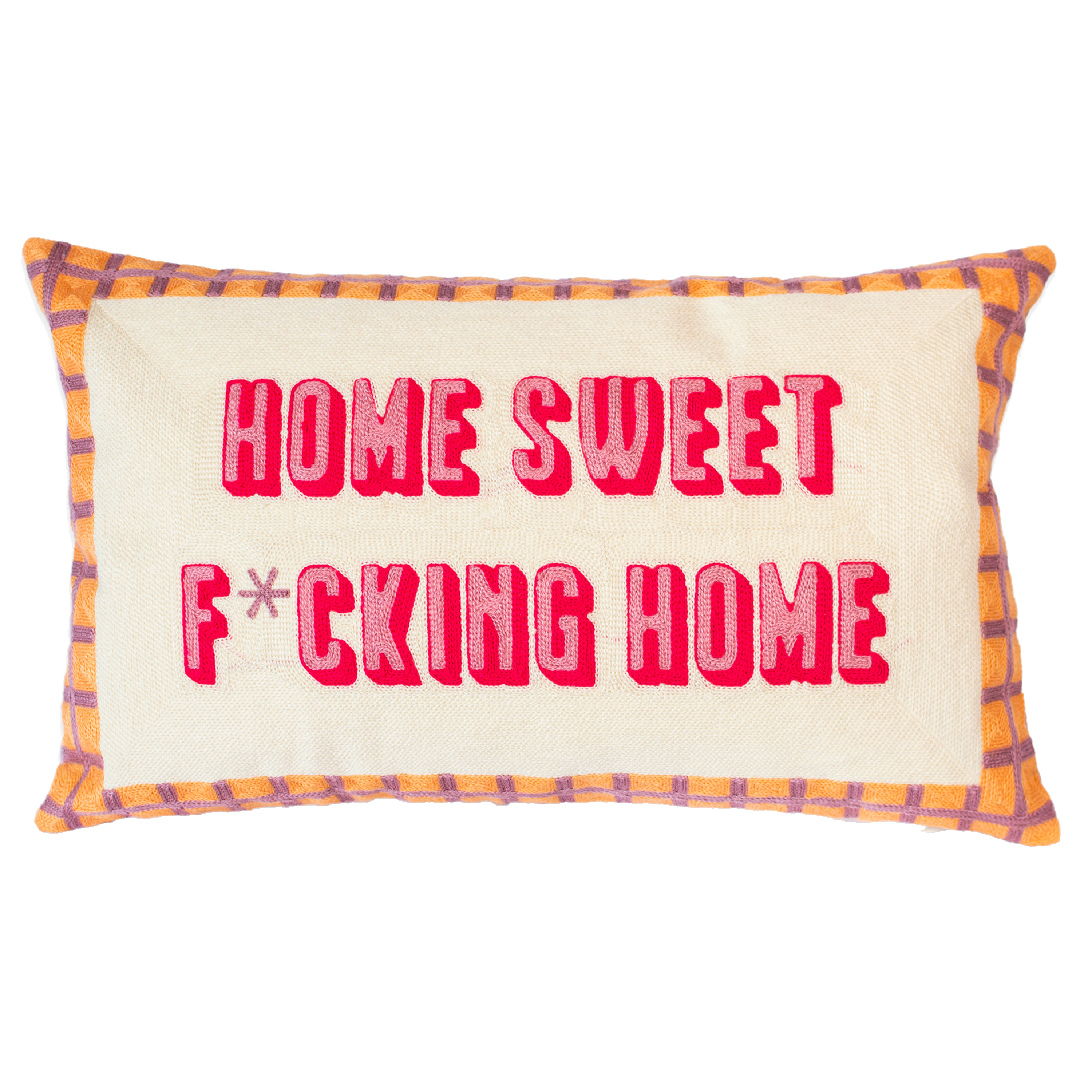 Funny Needlepoint Pillow – Home Sweet F*cking Home